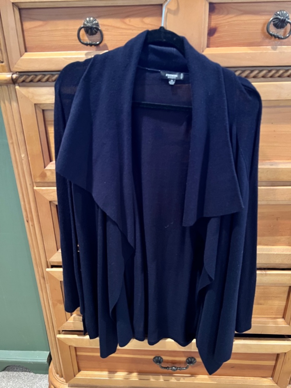 Premise Studio Navy Blue Drape Front Women's Cardigan Sweater Sz 1X
